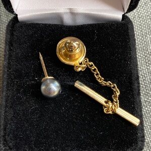 Vintage Grey Pearl Tie Tack with Backing | Classic Men’s Tie Pin